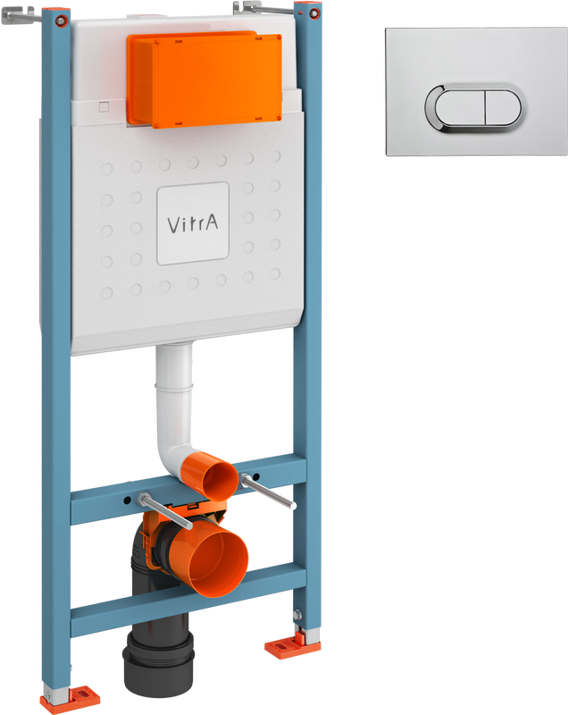 Комплект Инсталляция VitrA V-Fix Core 732-5800-01 крепление к полу и стене + Кнопка 740-0580 пластик