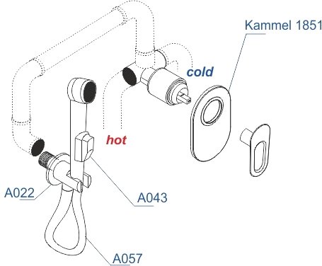 Гигиенический душ Wasserkraft A111857, шланг 120 см