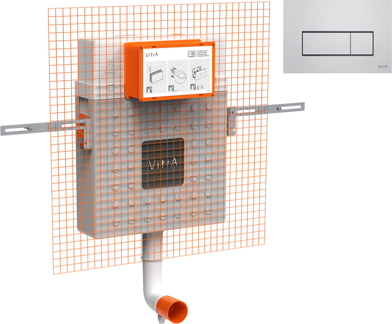 Комплект Бачок VitrA V12 762-1740-01 + Кнопка Root Square 740-2380 пластик, цвет хром