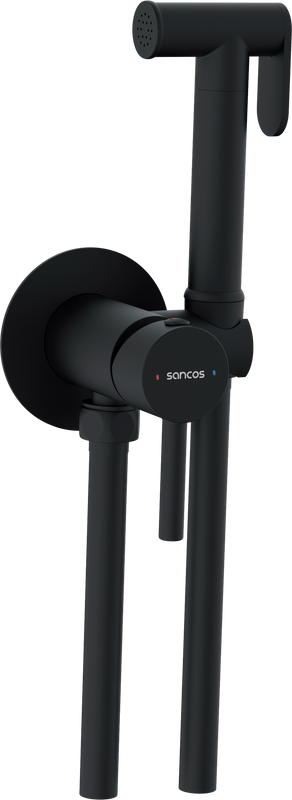 Гигиенический душ Sancos Start SC1001MB, со смесителем, С ВНУТРЕННЕЙ ЧАСТЬЮ, черный матовый