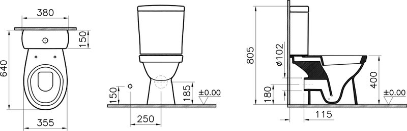 Унитаз-компакт напольный Norm Eisberg 9844B099-7204