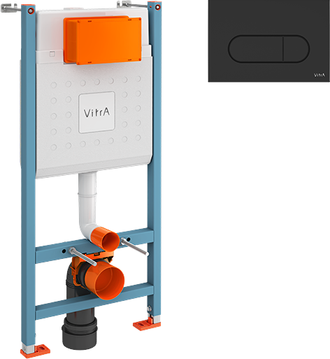 Инсталляция с кнопкой VitrA V-Fix Core 732-5800-01 цвет матовый черный, крепление к полу и стене