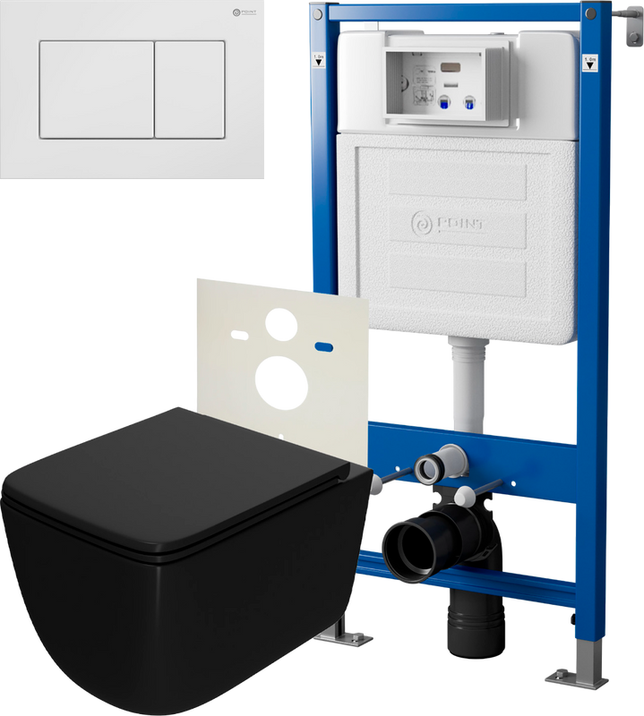 Комплект 3 в 1 Унитаз подвесной Point Меркурий PN41831BM + Инсталляция PN45120 + Кнопка Ника PN44081W