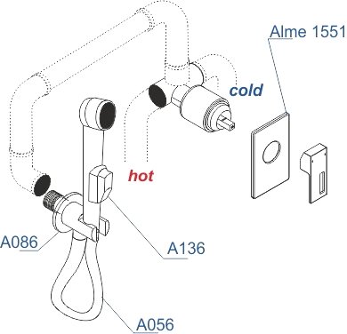 Гигиенический душ Wasserkraft A15156, шланг 100 см