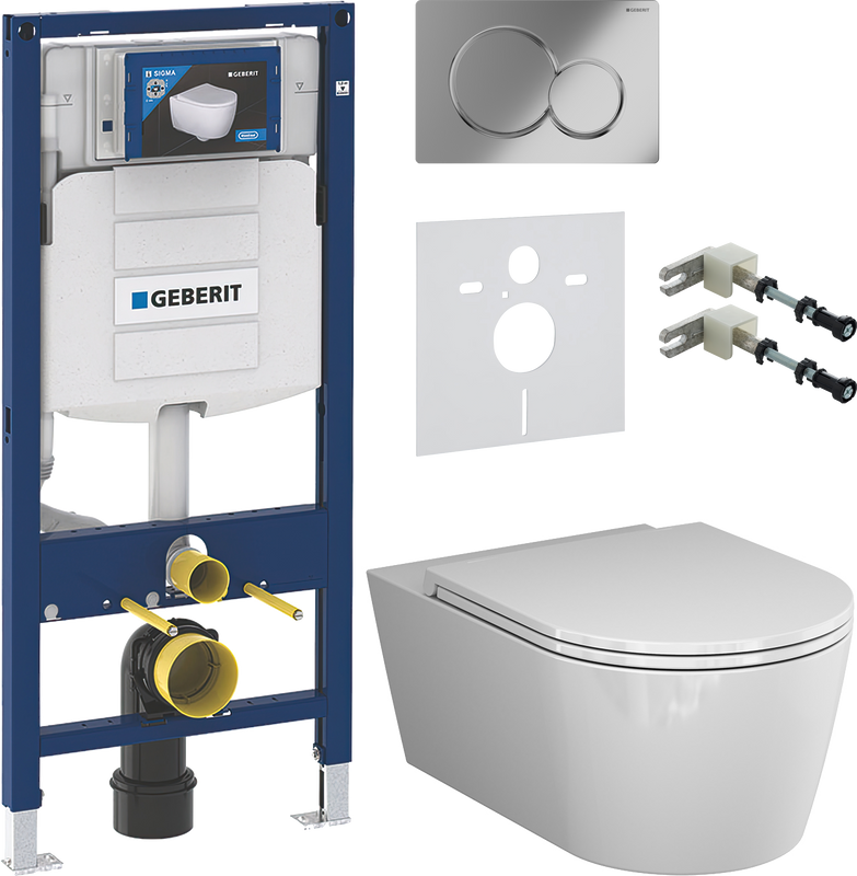 Комплект 5 в 1 Унитаз подвесной AM.PM Func C8F1701SC + Инсталляция Geberit Duofix UP 320 111.300.00.5 + Кнопка Sigma 01 115.770.21.5 + Звукоизоляция 156.050.00.1 + Крепления 111.815.00.1 к стене