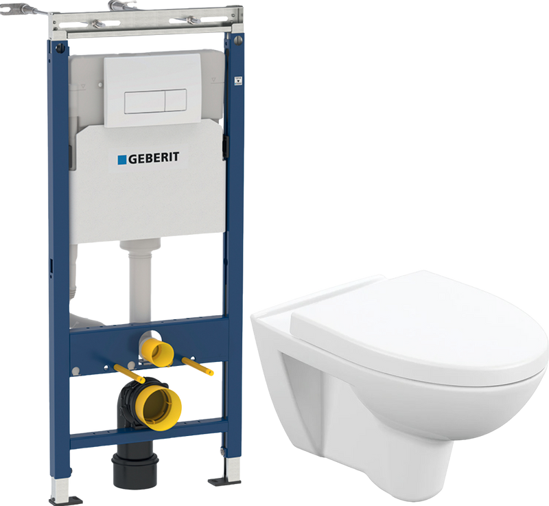 Комплект 2 в 1 Унитаз подвесной Cersanit Parva Clean On DPL EO + Инсталляция с кнопкой Geberit Duofix Платтенбау 458.125.11.1