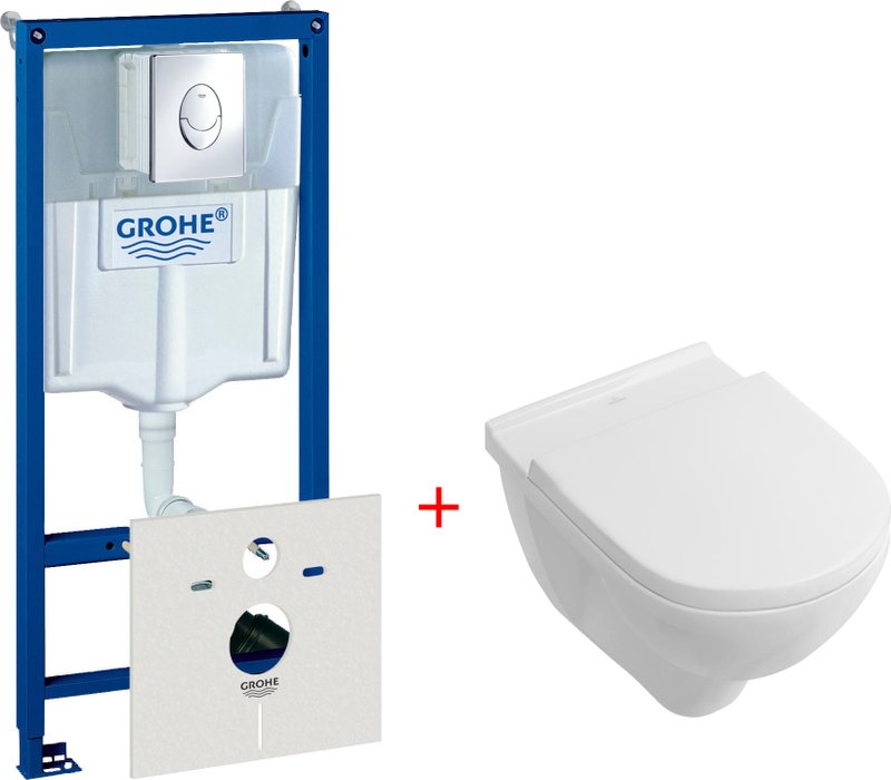 Комплект 2 в 1 Унитаз подвесной Villeroy & Boch O.Novo 5660 H101 + Инсталляция с кнопкой Grohe Rapid SL 38750001