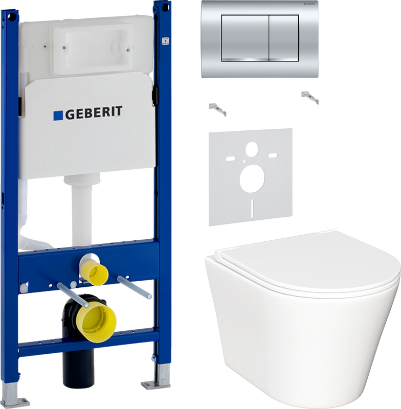 Комплект 3 в 1 Унитаз подвесной Ceramicanova Forma CN3011 + Звукоизоляция Geberit 156.050.00.1 + Инсталляция с кнопкой Duofix Delta 458.163.21.1