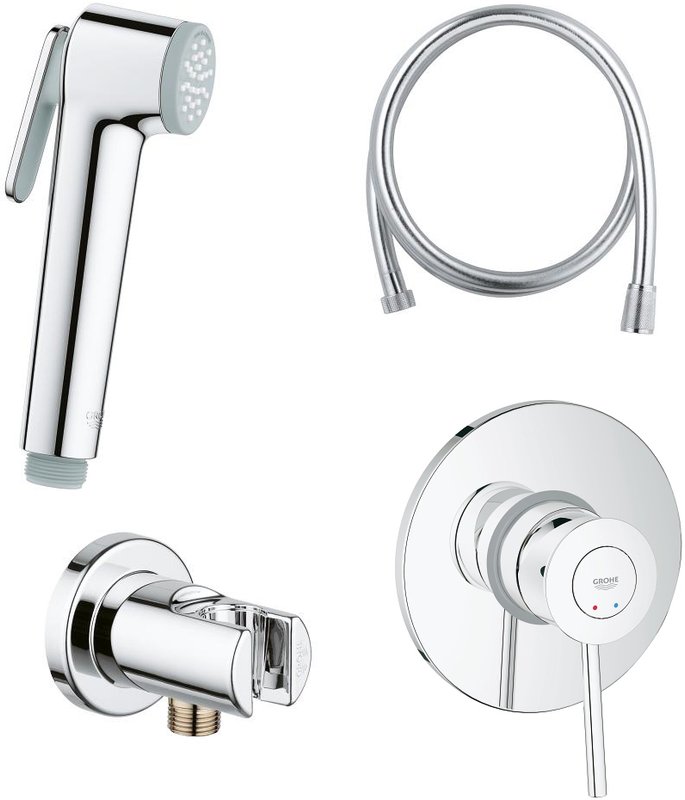 Гигиенический душ Grohe BauClassic 124901, со смесителем, С ВНУТРЕННЕЙ ЧАСТЬЮ