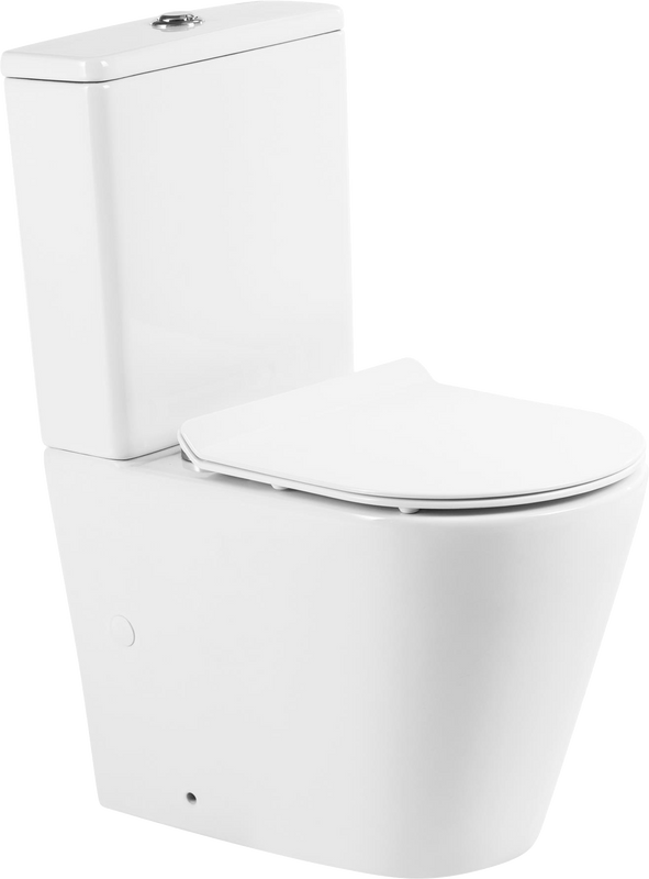 Унитаз-компакт напольный BelBagno Flay-r BB2149CPR BB2111SC с микролифтом, безободковый, глянцевый белый