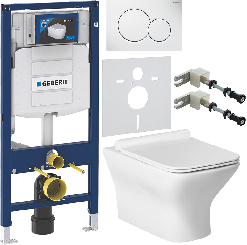 Комплект 6 в 1 Унитаз подвесной BelBagno Romano BB248CHR-SM + Крышка BB2112SC с микролифтом + Инсталляция Geberit Duofix UP 320 111.300.00.5 + Кнопка Sigma 01 115.770.11.5 + Крепления 111.815.00.1 к стене + Звукоизоляция 156.050.00.1