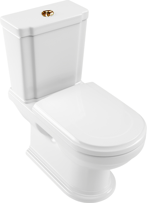 Унитаз-компакт напольный Villeroy & Boch Hommage 666210R1 772116R1 с микролифтом, альпийский белый, петли латунь