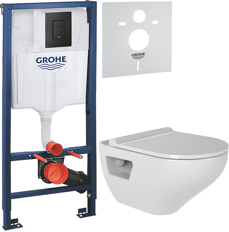Комплект 3 в 1 Унитаз подвесной Bien Ion IOKA050N2VP1W5000 + Инсталляция с кнопкой Grohe Solido 38811KF0 + Звукоизоляция 37131000