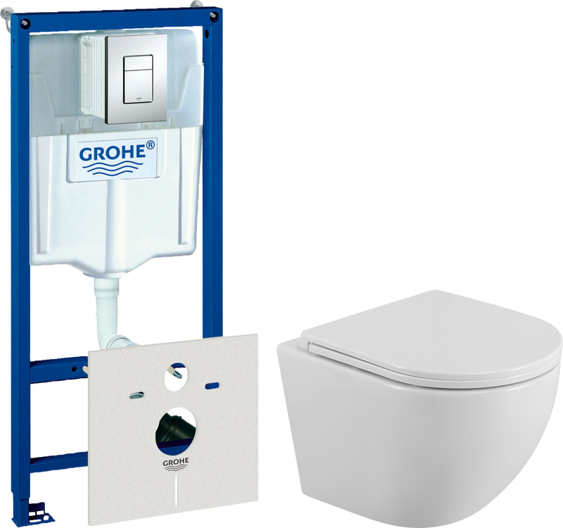 Комплект Унитаз подвесной BelBagno Uno BB3105CHR/SC + Инсталляция Grohe Rapid SL 38772001 3 в 1 с кнопкой смыва + Шумоизоляция 37131000