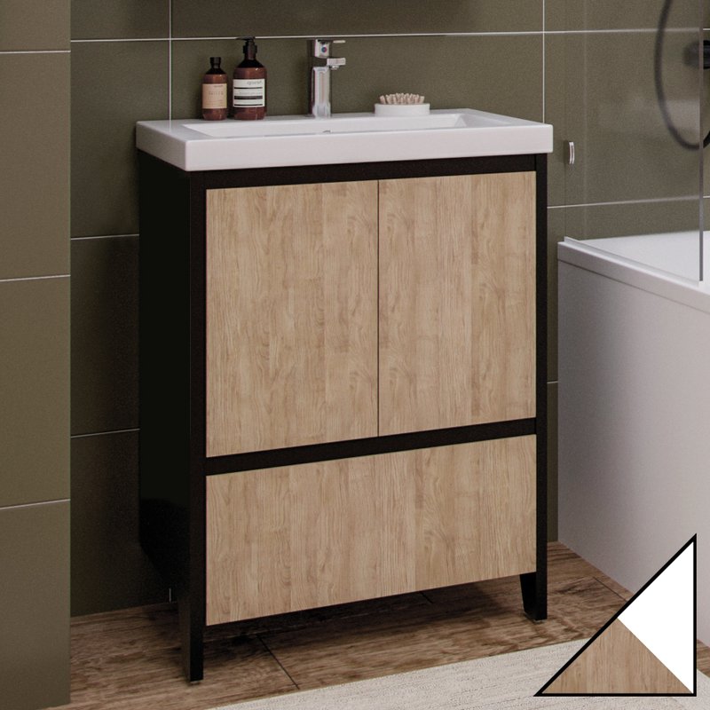 Тумба под раковину без столешницы Velvex Klaufs 60.2D.1Y белая, шатанэ, напольная