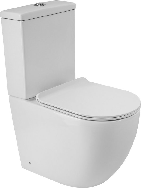Унитаз-компакт напольный BelBagno Amanda BB051CPR BB901SC с микролифтом, безободковый, глянцевый белый