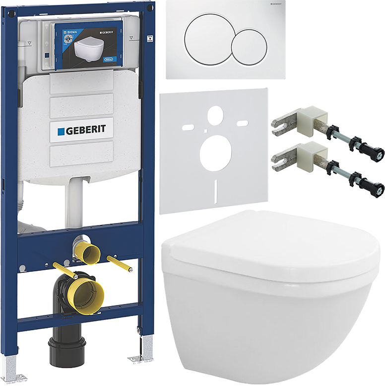 Комплект 6 в 1 Унитаз подвесной Duravit Starck 3 2227090000 + Крышка 0063810000 петли хром + Инсталляция Geberit Duofix UP 320 111.300.00.5 + Кнопка Sigma 01 115.770.11.5 + Крепления 111.815.00.1 к стене + Звукоизоляция 156.050.00.1