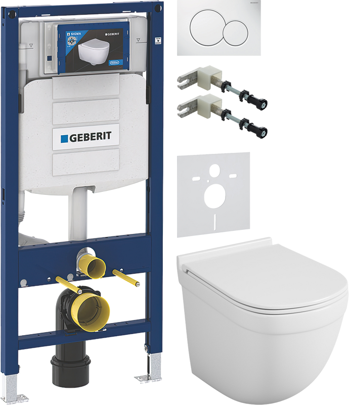 Комплект 5 в 1 Унитаз подвесной Owl 1975 Eld TOWLT190101 + Крепления Geberit Duofix 111.815.00.1 к стене + Звукоизоляция 156.050.00.1 + Инсталляция UP 320 111.300.00.5 + Кнопка Sigma 01 115.770.11.5