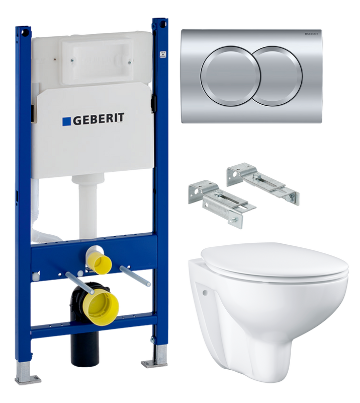 Комплект 2 в 1 Унитаз подвесной Grohe Bau Ceramic 39351000 + Инсталляция с кнопкой Geberit Duofix Delta 458.149.21.1