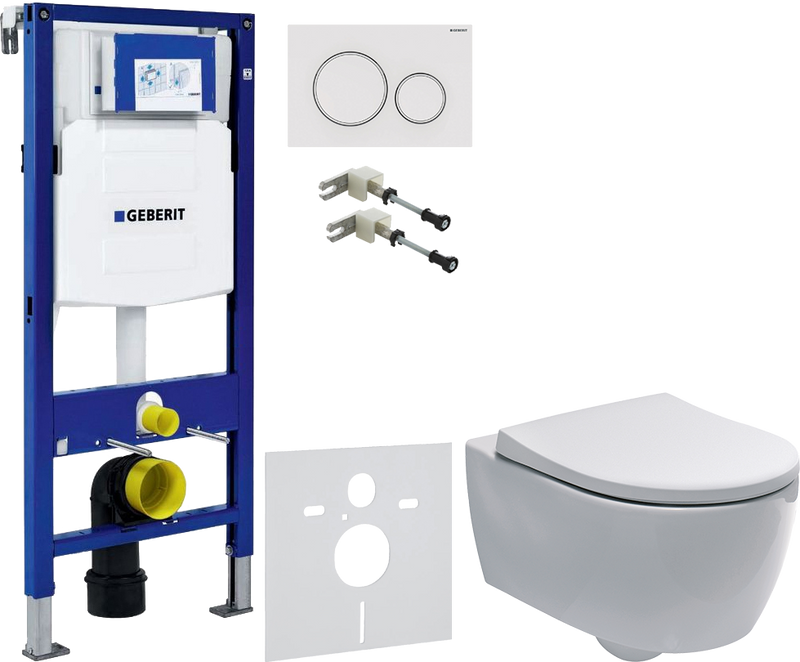 Комплект 6 в 1 Унитаз подвесной Geberit iCon 204060000 + Крышка Slim 500.670.01.1 + Крепления Duofix 111.815.00.1 к стене + Звукоизоляция 156.050.00.1 + Инсталляция UP 320 111.300.00.5 + Кнопка Sigma 20 115.882.11.1