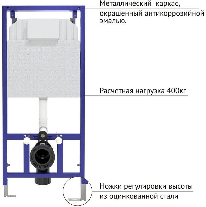 Инсталляция с кнопкой Berges Novum 040242 цвет хром, крепление к полу и стене