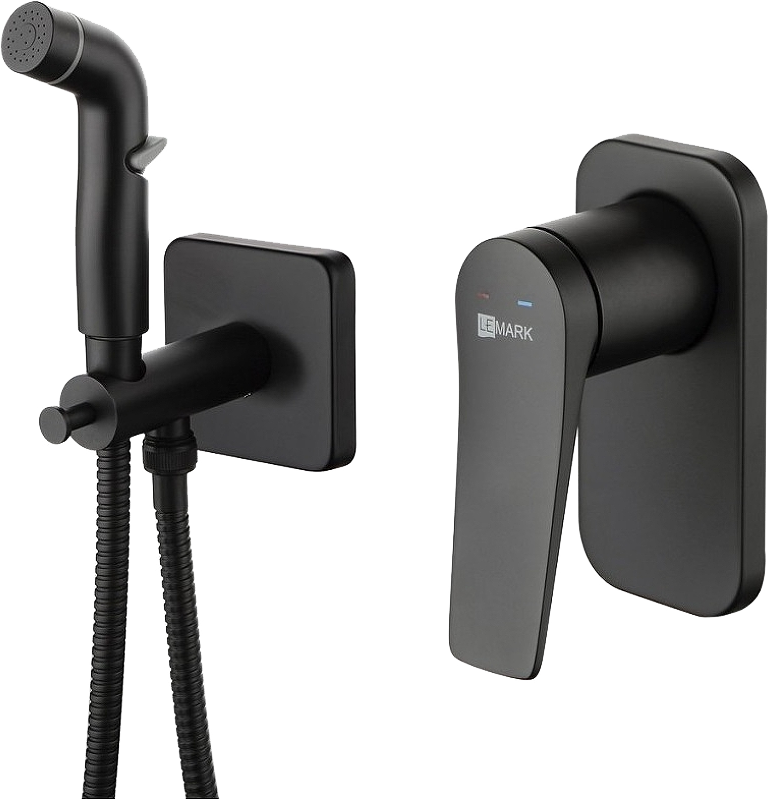 Гигиенический душ Lemark Bronx LM3719BL, со смесителем, С ВНУТРЕННЕЙ ЧАСТЬЮ, черный