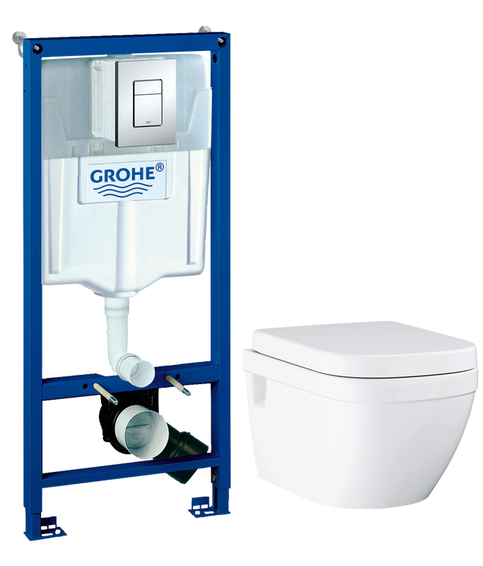Комплект 2 в 1 Унитаз подвесной Grohe Euro Ceramic 39703000 + Инсталляция с кнопкой Rapid SL 38772001