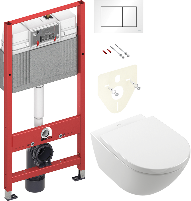 Комплект 2 в 1 Унитаз подвесной Villeroy & Boch Subway 3.0 4670TS01 + Инсталляция с кнопкой TECE Base 9400413