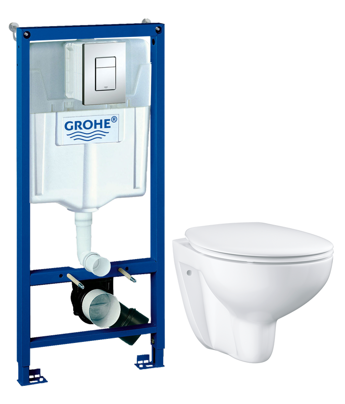 Комплект 2 в 1 Унитаз подвесной Grohe Bau Ceramic 39351000 + Инсталляция с кнопкой Rapid SL 38772001