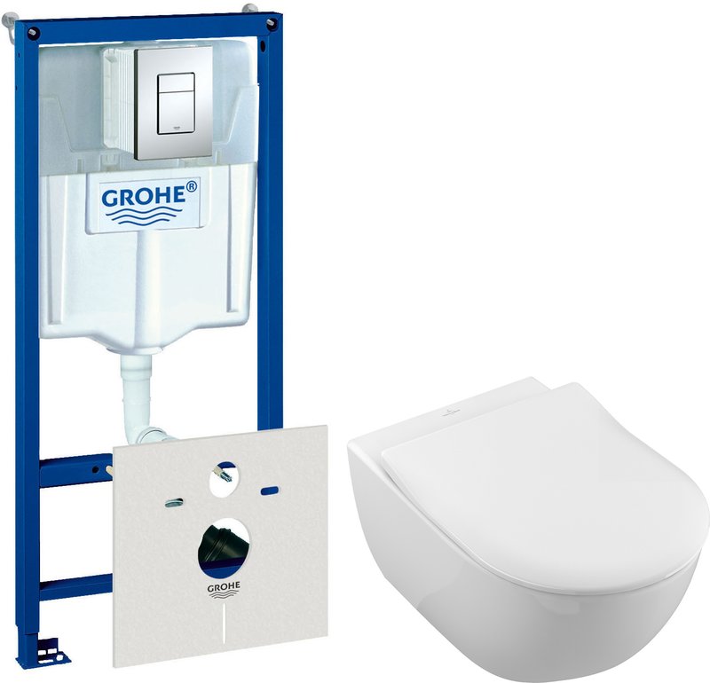 Комплект 2 в 1 Унитаз подвесной Villeroy & Boch Subway 2.0 5614R201 + Инсталляция с кнопкой Grohe Rapid SL 38775001H