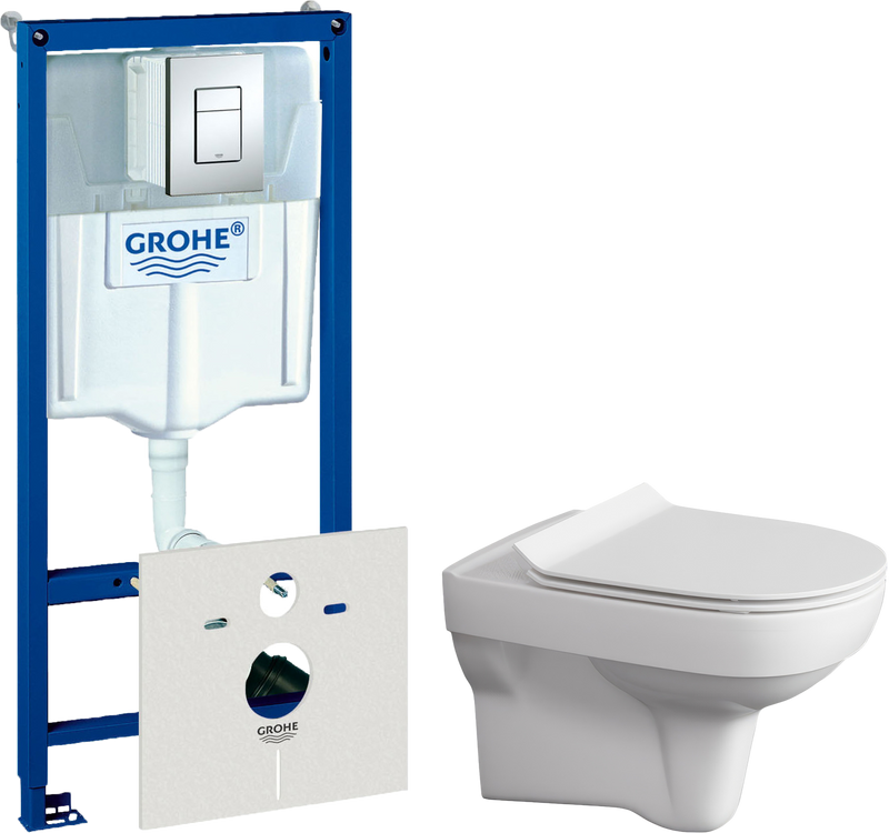 Комплект Унитаз подвесной Cersanit City Clean On DPL EO slim + Инсталляция Grohe Rapid SL 38772001 3 в 1 с кнопкой смыва + Шумоизоляция 37131000
