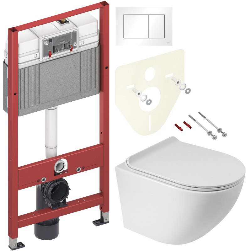 Комплект 3 в 1 Унитаз подвесной BelBagno Sfera-r BB046CHR + Крышка Piano BB2111SC с микролифтом + Инсталляция с кнопкой TECE Base 9400413