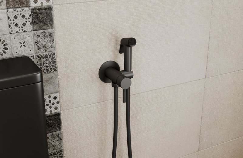 Гигиенический душ Bravat D9151BW-ENG, со смесителем, чёрный