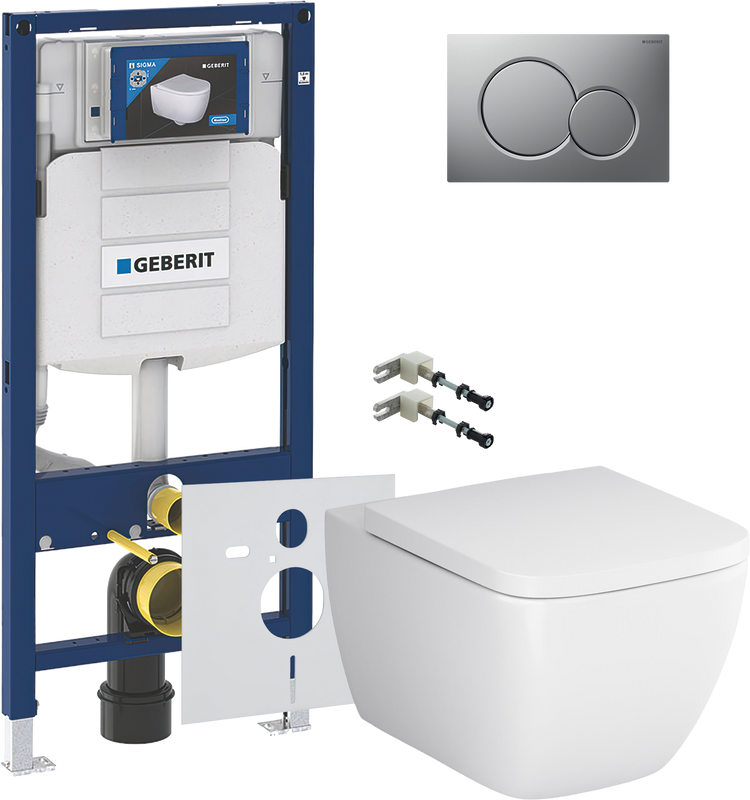 Комплект 5 в 1 Унитаз подвесной AM.PM Gem C901701SC + Крепления Geberit Duofix 111.815.00.1 к стене + Инсталляция UP 320 111.300.00.5 + Кнопка Sigma 01 115.770.JQ.5 + Звукоизоляция 156.050.00.1