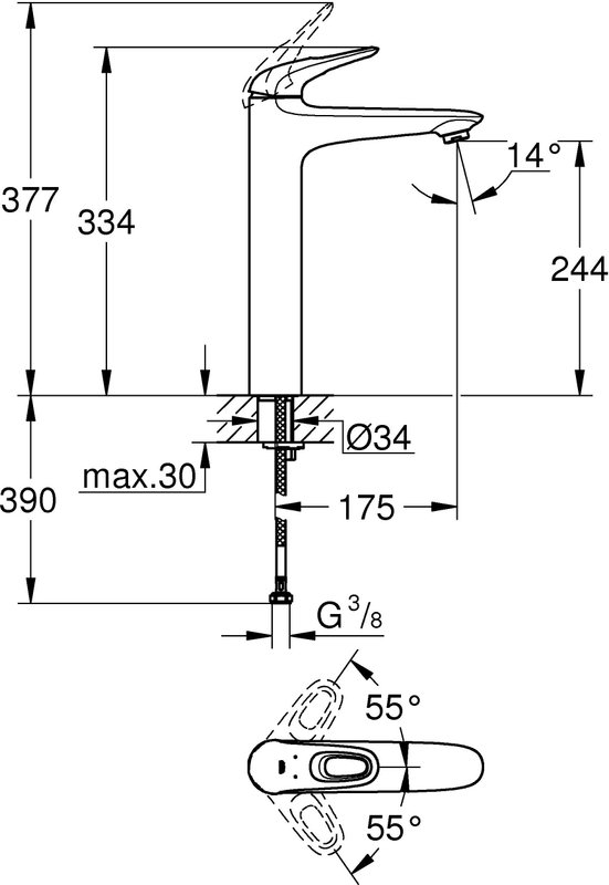Смеситель для раковины Grohe Eurostyle New