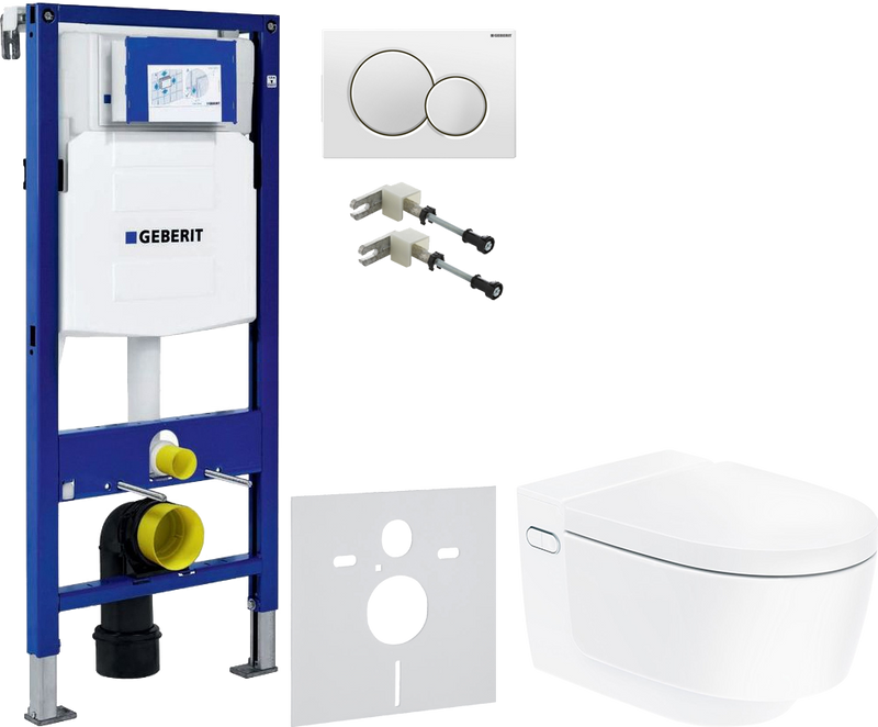 Комплект 5 в 1 Умный унитаз Geberit AquaClean Mera Comfort 146.214.11.1 + Крепления Duofix 111.815.00.1 к стене + Звукоизоляция 156.050.00.1 + Инсталляция UP 320 111.300.00.5 + Кнопка Sigma 01 115.770.11.5