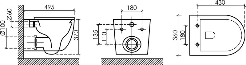 Унитаз подвесной Ceramicanova UP Rimless CN4007MB