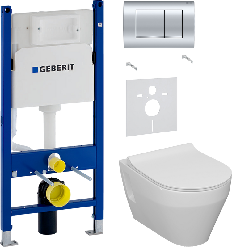Комплект 3 в 1 Унитаз подвесной Керамин Бари Slim МЛ CDB00022778 + Звукоизоляция Geberit 156.050.00.1 + Инсталляция с кнопкой Duofix Delta 458.163.21.1