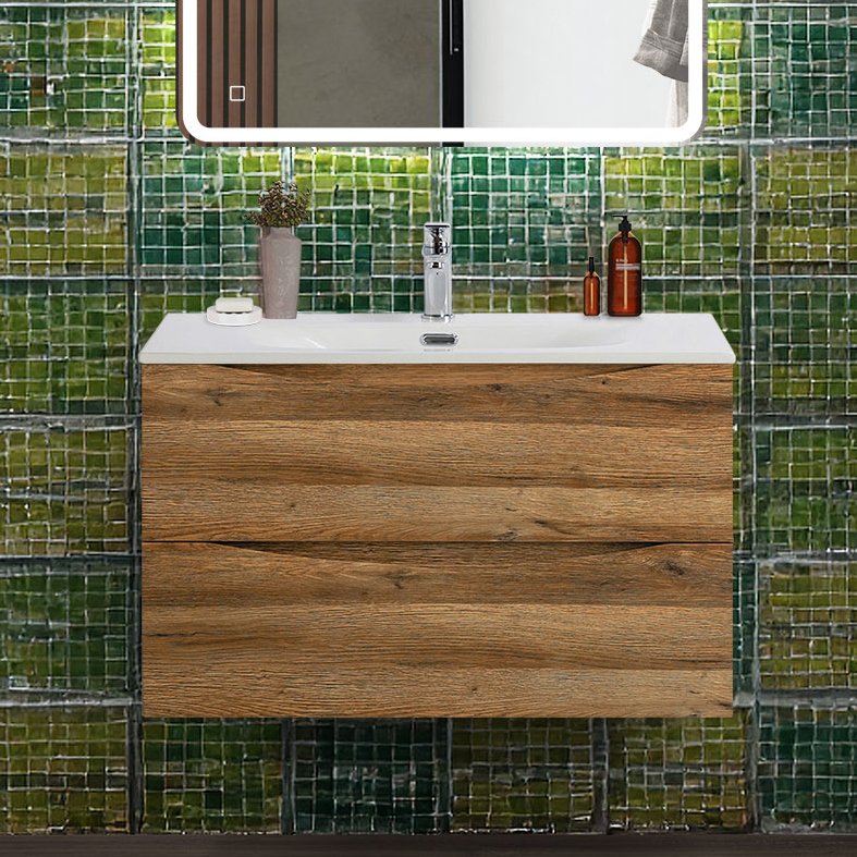 Тумба под раковину без столешницы BelBagno Marino-cer-n 80 подвесная, rovere rustico