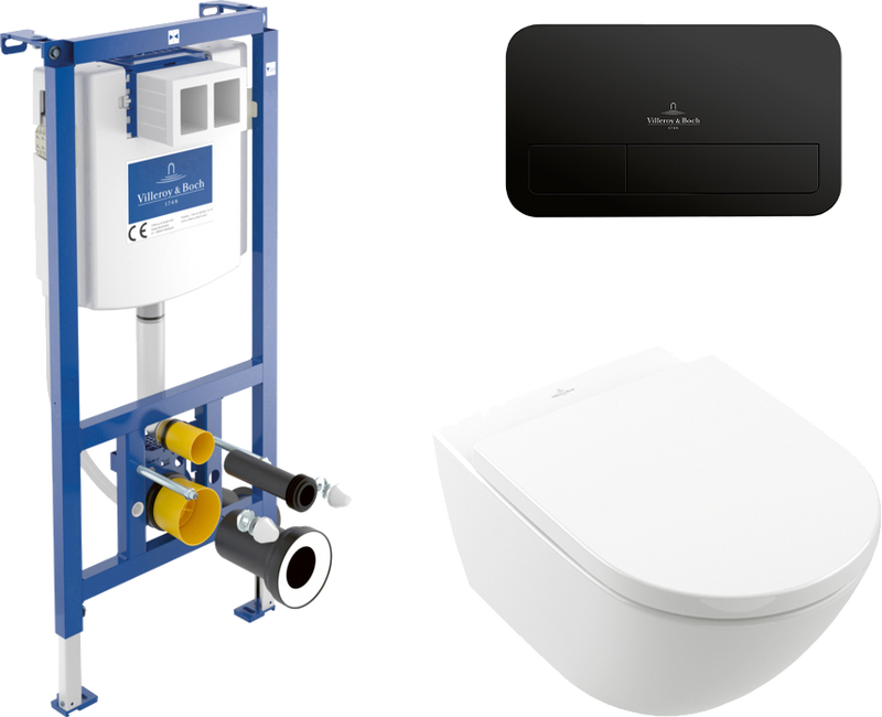 Комплект 3 в 1 Унитаз подвесной Villeroy & Boch Subway 3.0 4670TS01 + Инсталляция 92242700 + Кнопка Viconnect 922490AN