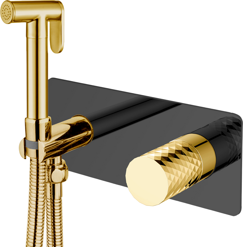 Гигиенический душ Boheme Stick 127-BG, со смесителем, С ВНУТРЕННЕЙ ЧАСТЬЮ, black, diamond gold