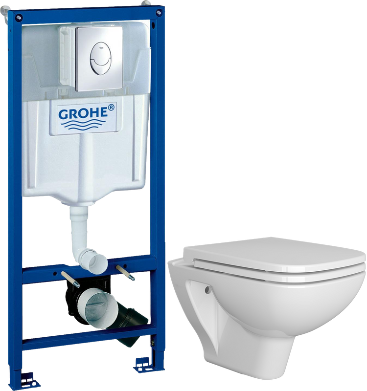 Комплект 2 в 1 Унитаз подвесной VitrA Berg 5507B003-6280 + Инсталляция с кнопкой Grohe Rapid SL 38721001