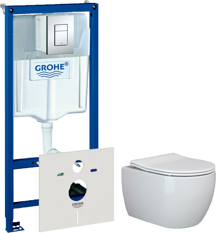 Комплект 3 в 1 Унитаз подвесной Ceramicanova Play CN3001 + Инсталляция с кнопкой Grohe Rapid SL 38772001 + Звукоизоляция 37131000