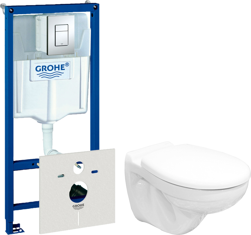 Комплект 3 в 1 Унитаз подвесной Керамин Гранд R МЛ CDB00022814 + Звукоизоляция Grohe 37131000 + Инсталляция с кнопкой Rapid SL 38772001