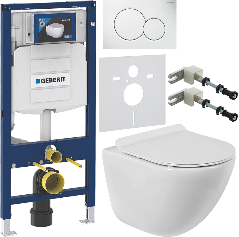 Комплект 6 в 1 Унитаз подвесной BelBagno Amanda BB051CHR безободковый + Крышка Piano BB2111SC с микролифтом + Инсталляция Geberit Duofix UP 320 111.300.00.5 + Кнопка Sigma 01 115.770.11.5 + Крепления 111.815.00.1 к стене + Звукоизоляция 156.050.00.1