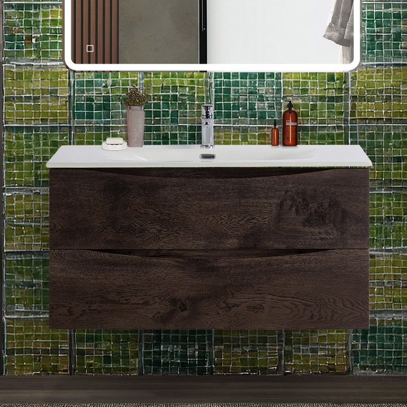 Тумба под раковину без столешницы BelBagno Marino-cer-n 100 подвесная, rovere nature grigio
