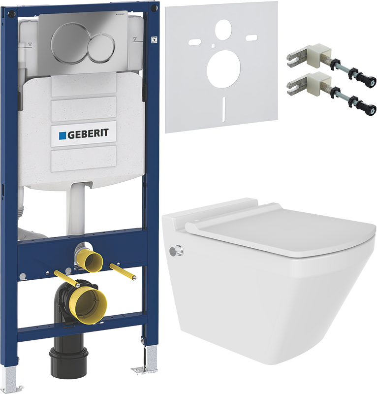 Комплект 5 в 1 Унитаз подвесной Bien Neptun NPKA052N1VE0W5000 + Крепления Geberit Duofix 111.815.00.1 к стене + Звукоизоляция 156.050.00.1 + Инсталляция UP 320 111.300.00.5 + Кнопка Sigma 01 115.770.21.5