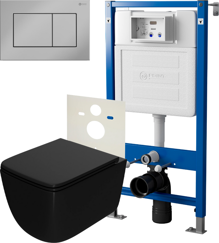 Комплект 3 в 1 Унитаз подвесной Point Меркурий PN41831BM + Инсталляция PN45120 + Кнопка Ника PN44081C