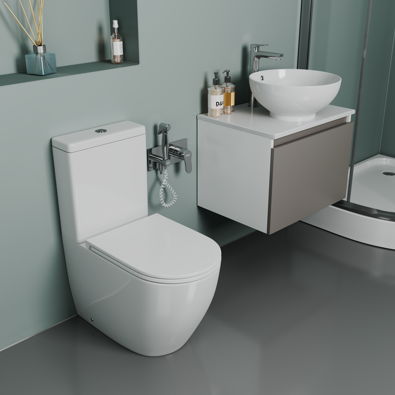 Унитаз-компакт напольный D&K Matrix DT1397016, безободковый, белый
