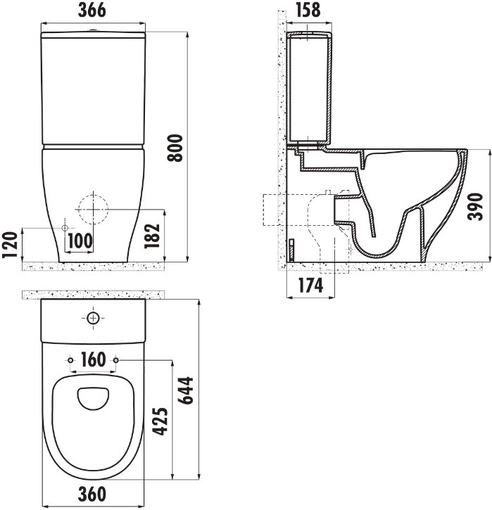 Унитаз-компакт напольный Creavit Mare MA361.00100